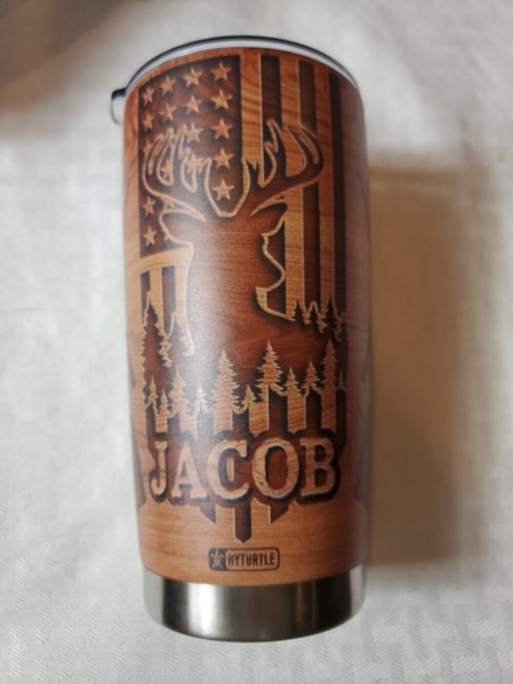 Jacob Hunting Rifle Deer Woodgrain STAINLESS STEEL Tumbler
